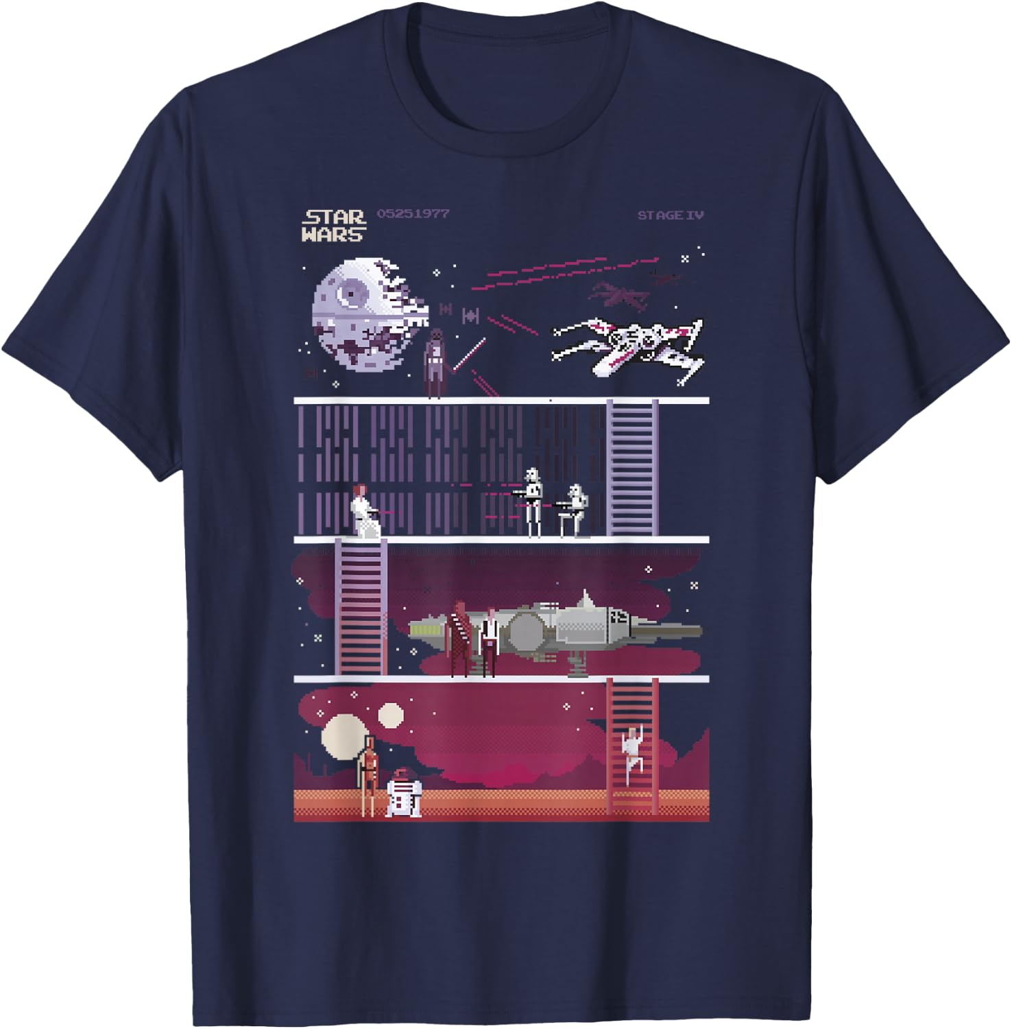 Star Wars Retro Video Game Theme T-Shirt - T-Shirt | Navy