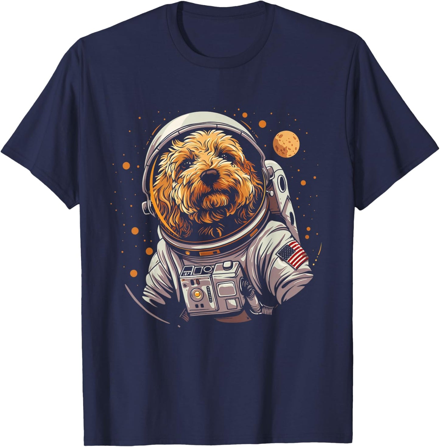 Goldendoodle Astronaut Space Suit Funny Doodle Dog Mom Dad T-Shirt - T-Shirt | Navy