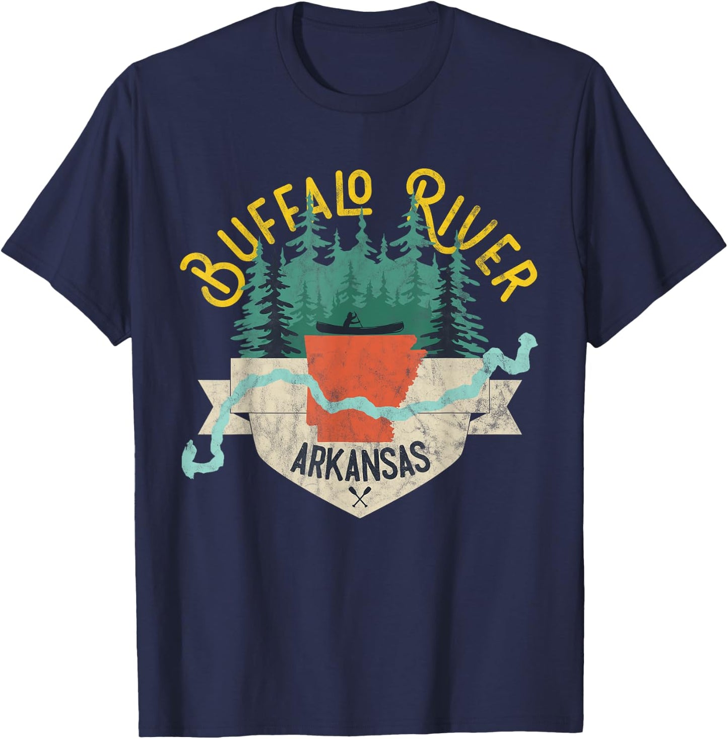 Buffalo River Arkansas National Park River Floating Kayak T-Shirt - T-Shirt | Navy