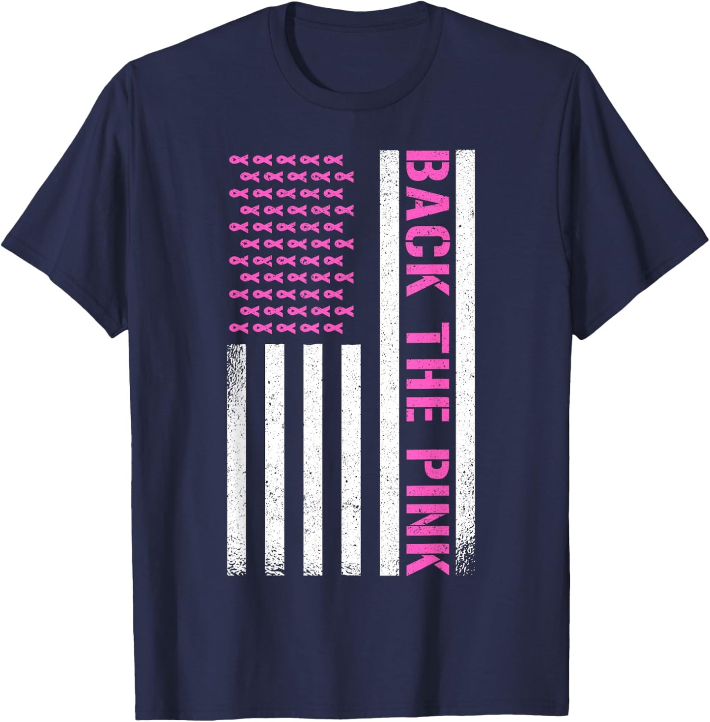 Back The Pink American Flag T-Shirt - T-Shirt | Navy