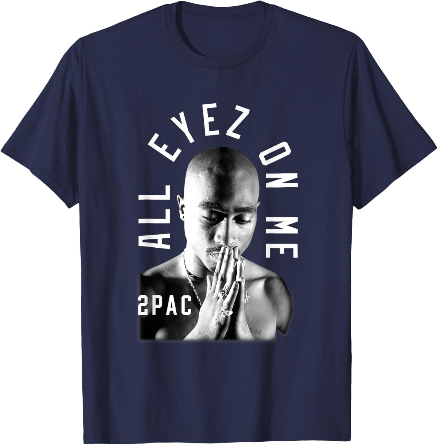 Tupac Shakur Me Against the World Classic Fit - Black, Cotton, Polyester, Short Sleeve T-Shirt - T-Shirt | Navy