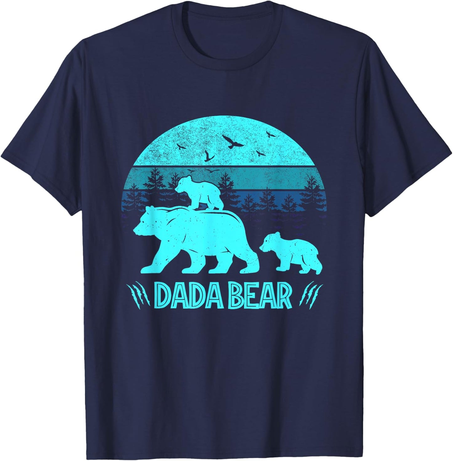 Dada Bear 2 Cubs Daddy of Twin Family Matching Father's Day T-Shirt - T-Shirt | Navy