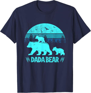 Dada Bear 2 Cubs Daddy of Twin Family Matching Father's Day T-Shirt - T-Shirt | Navy