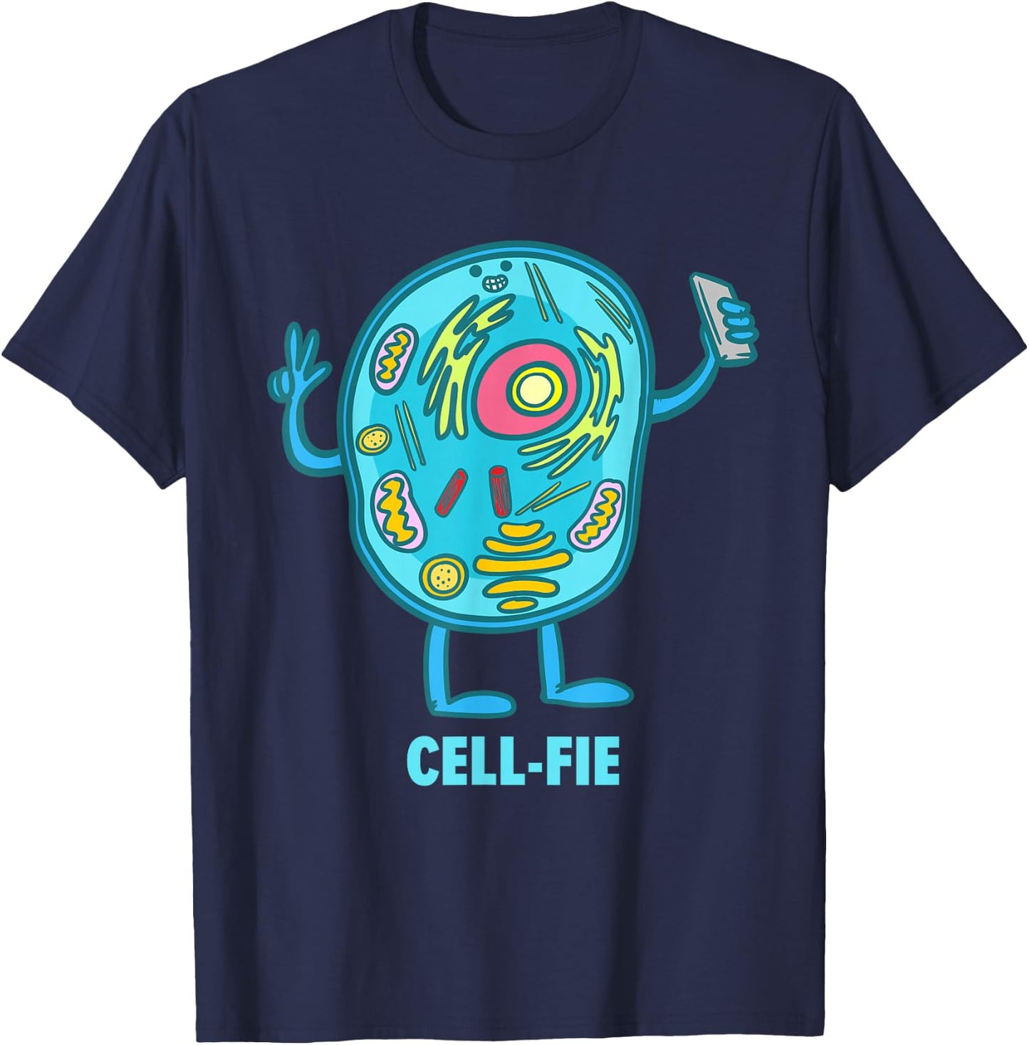 Cell-Fie Funny Pun Science Chemistry Cell Selfie T-Shirt - T-Shirt | Navy