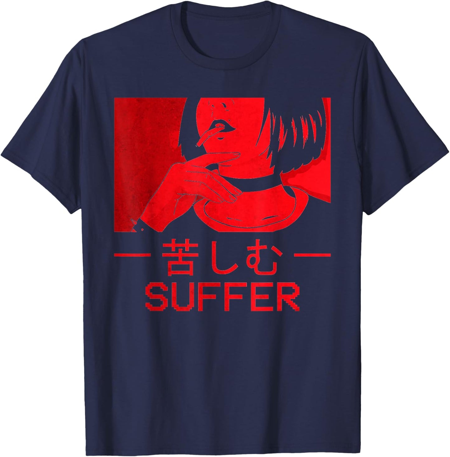Soft Grunge Aesthetic Anime Girl Egirl Eboy Goth Suffer T-Shirt - T-Shirt | Navy