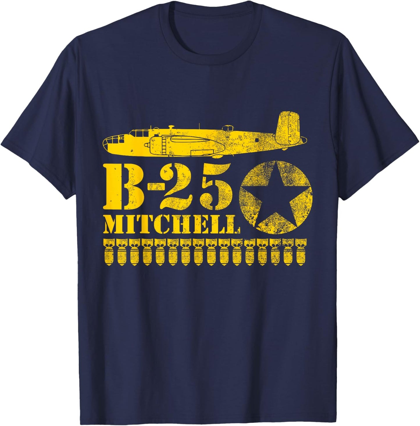 WW2 Air Force Bomber Airplane T shirt - B-25 Mitchell T-Shirt - T-Shirt | Navy