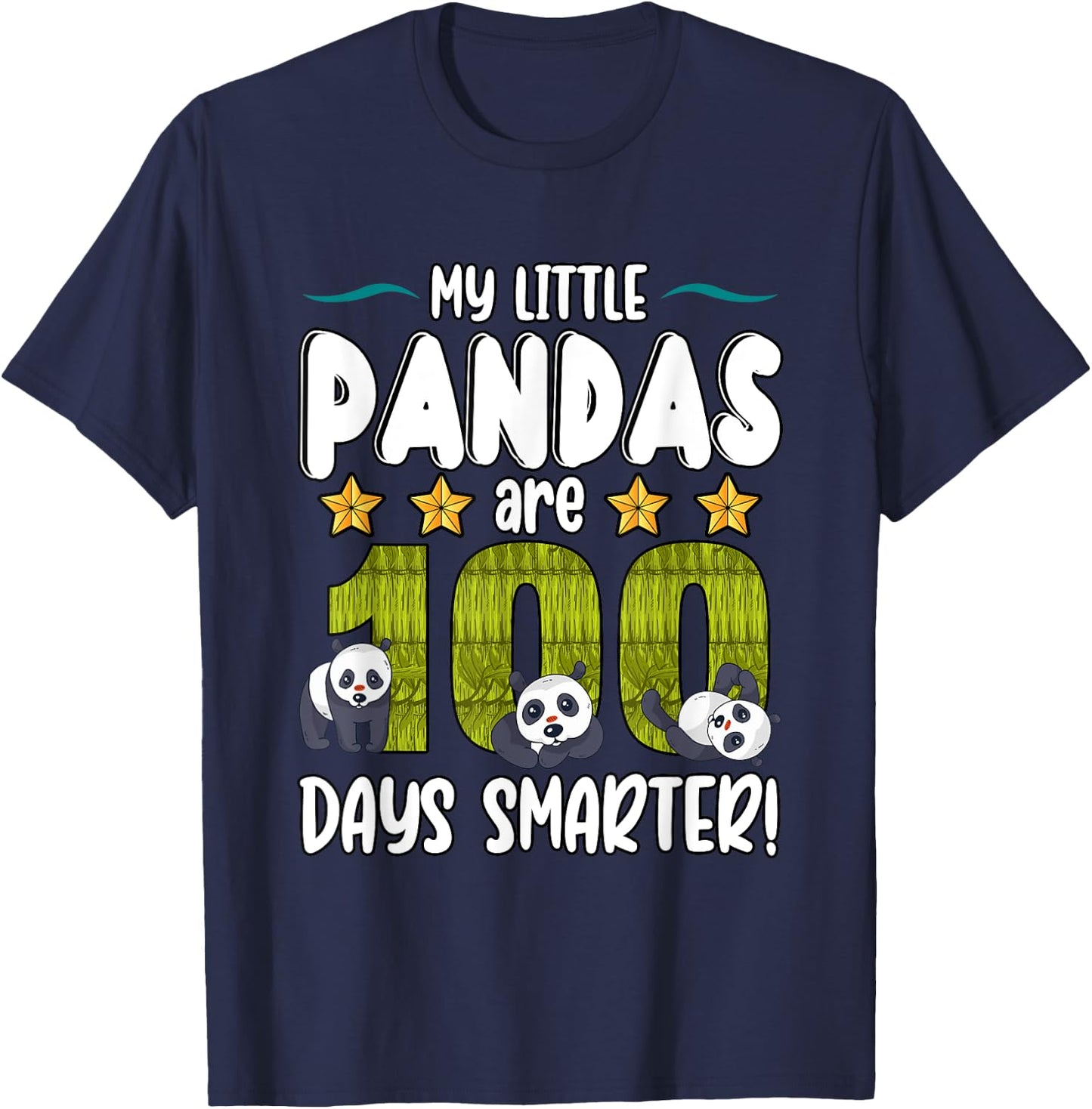 My Little Pandas Are 100 Days Smarter Teacher Student T-Shirt - T-Shirt | Navy
