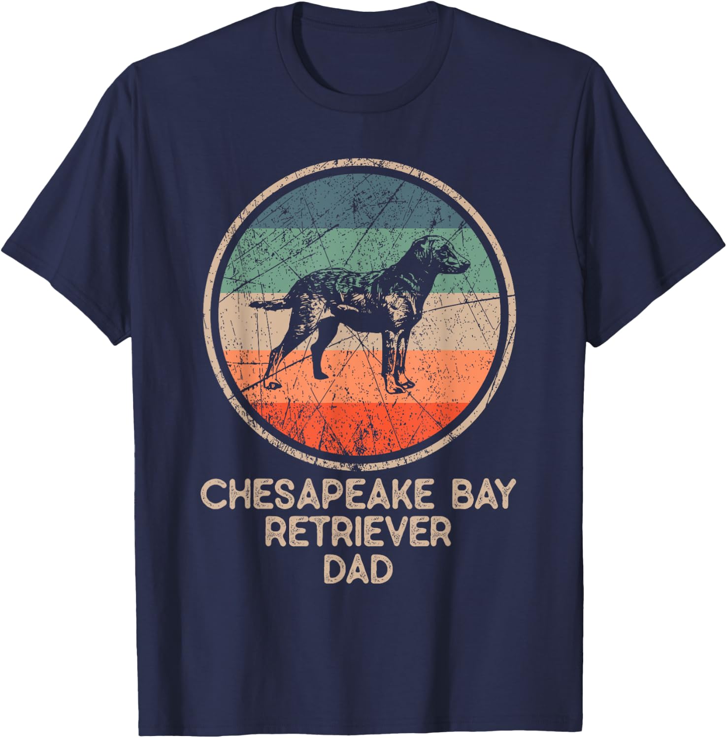 Chesapeake Bay Dog - Vintage Chesapeake Bay Retriever Dad T-Shirt - T-Shirt | Navy