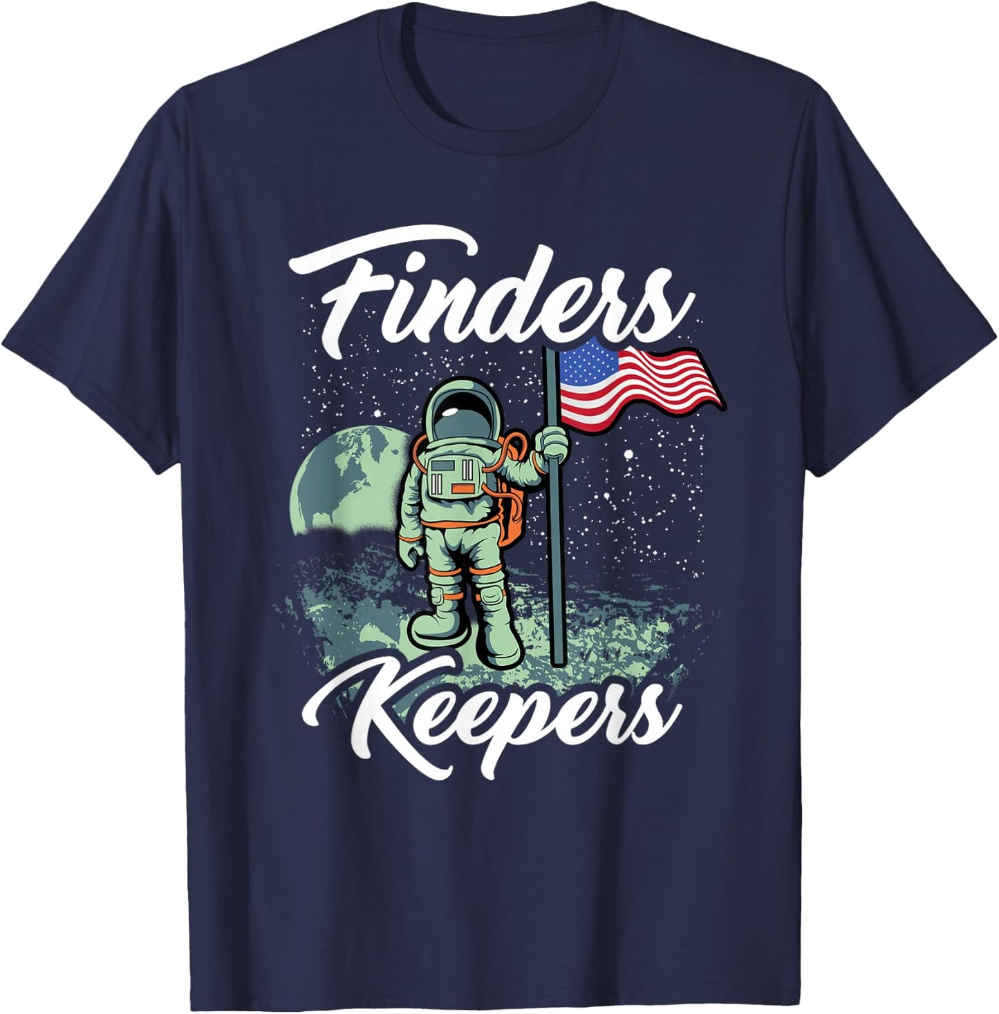 Finders Keepers USA Astronaut Moon Gift T-Shirt - T-Shirt | Navy