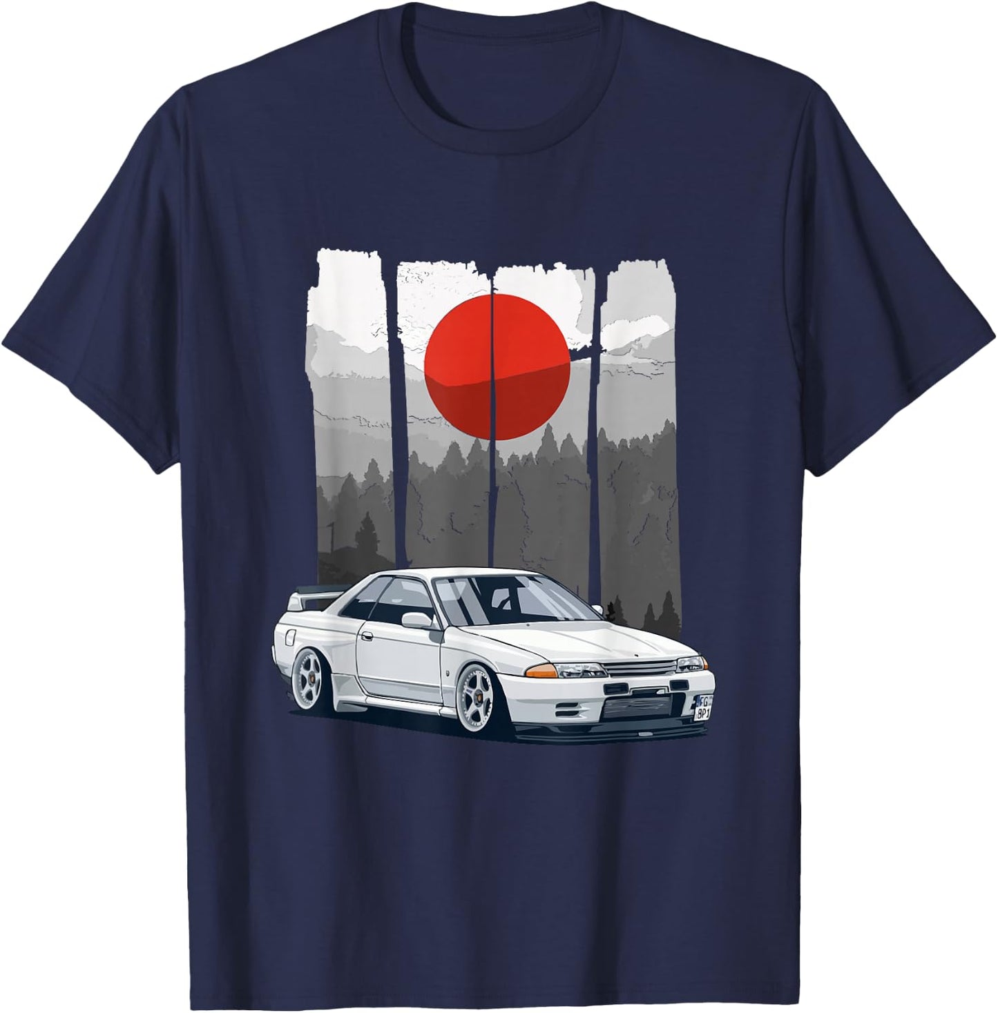 JDM Skyline R32 Car Tuning Japan Rising Sun Drift T-Shirt - T-Shirt | Navy