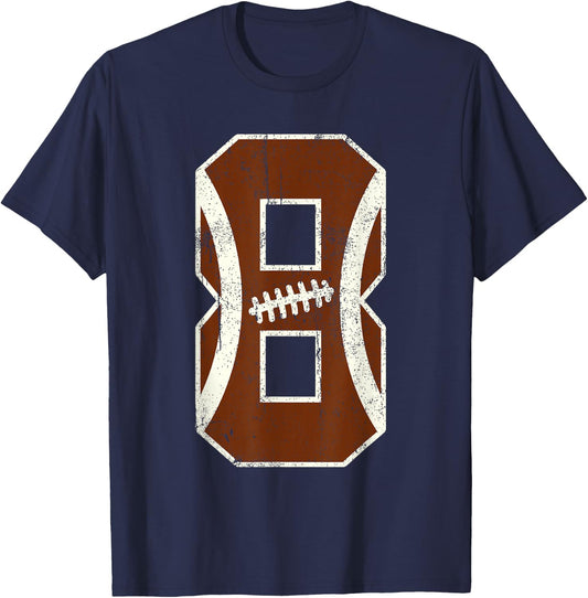 8th Birthday Football Lovers Bdy Boy 8 Year Old Girl T-Shirt - T-Shirt | Navy
