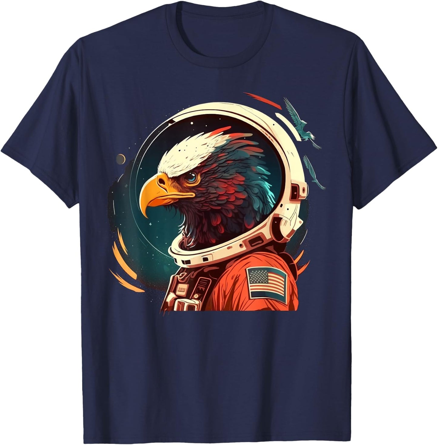 Outer Space Eagle on Galaxy Astronaut Eagle T-Shirt - T-Shirt | Navy
