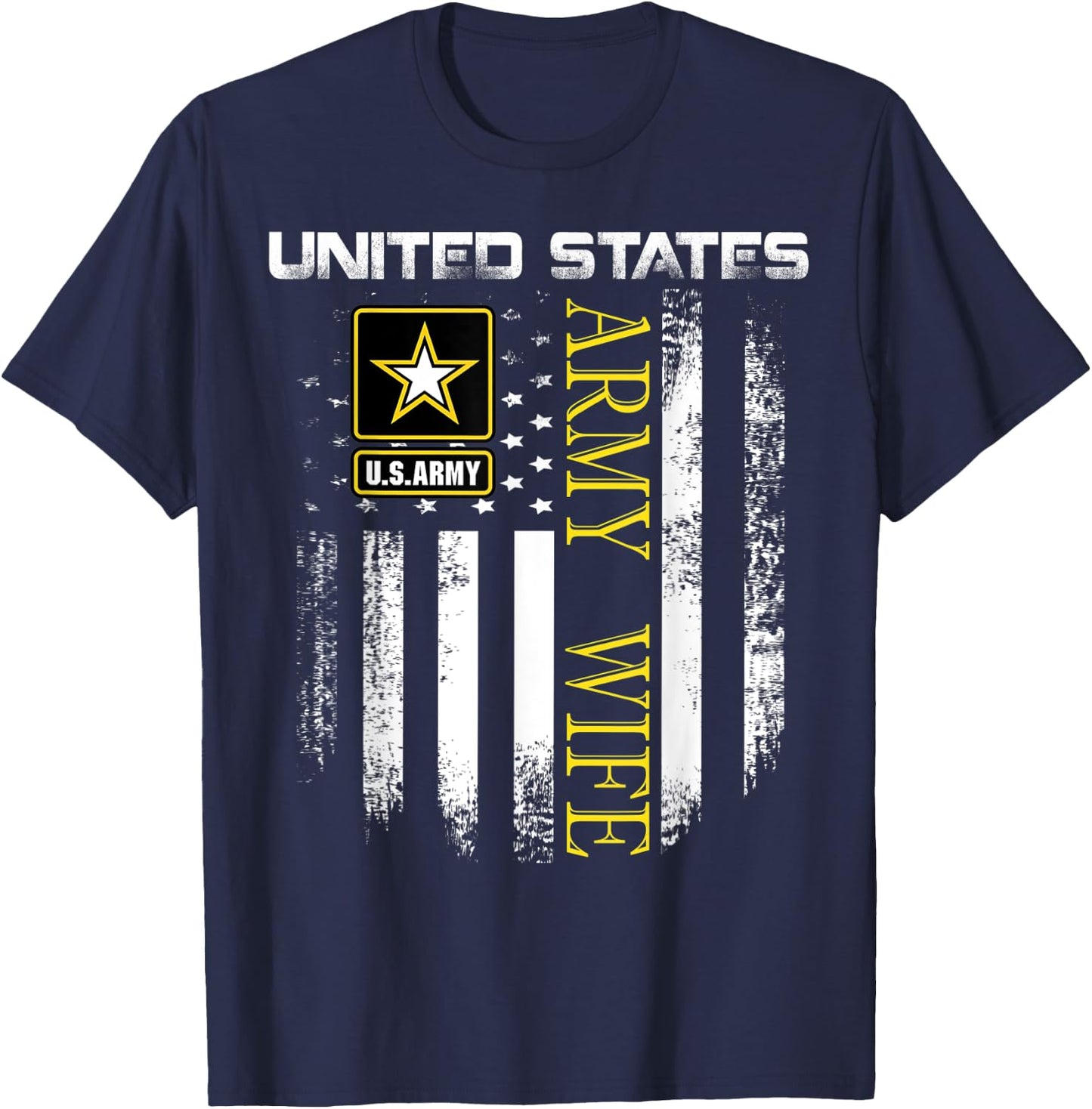 Vintage United States Army Wife With American Flag Gift Kids Men T-Shirt - T-Shirt | Navy
