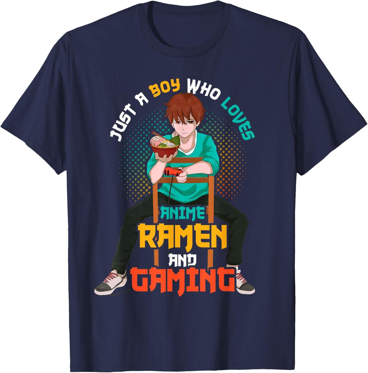 Gamer Ramen Noodles Gaming Japanese Manga Boys Anime T-Shirt - T-Shirt | Navy