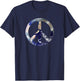 World Peace Symbol With Earth Background Of World Peace Sign T-Shirt - T-Shirt | Navy