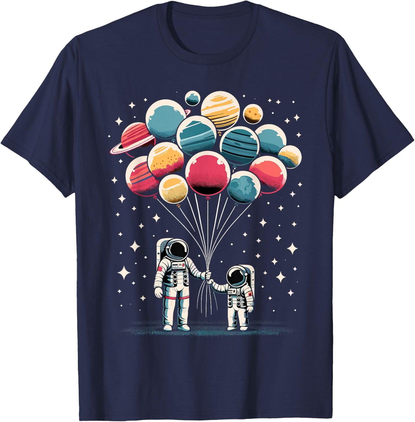 Astronaut Spaceman Retro Space Solar System Astronomy T-Shirt - T-Shirt | Navy