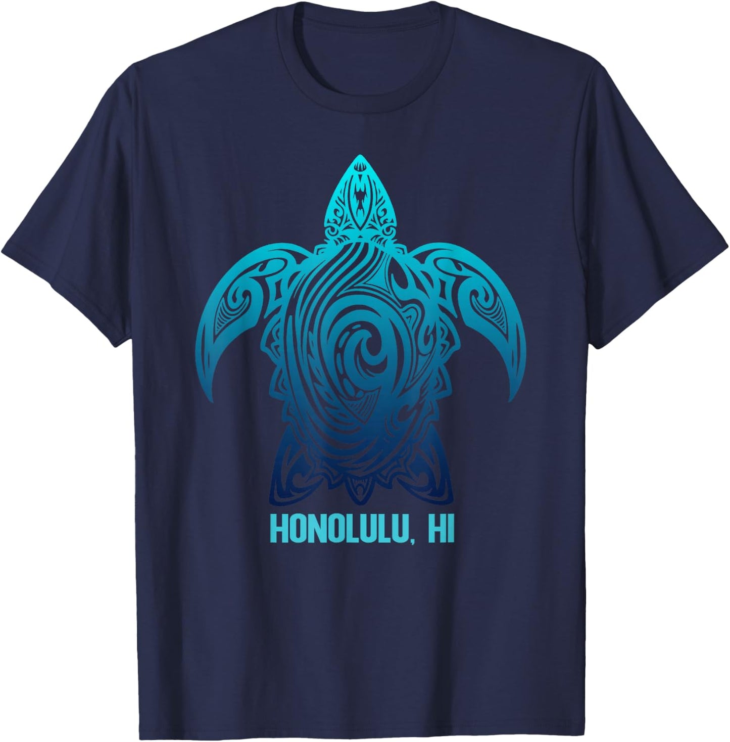 Honolulu Hawaii Tribal Turtle Hawaiian Surfer Diving T-Shirt - T-Shirt | Navy