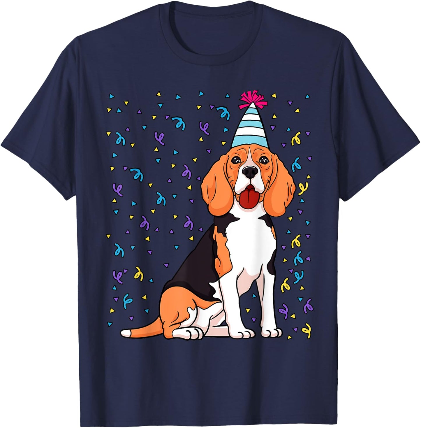 Beagle Dog Birthday Celebration Animal Bday Party Lover T-Shirt - T-Shirt | Navy