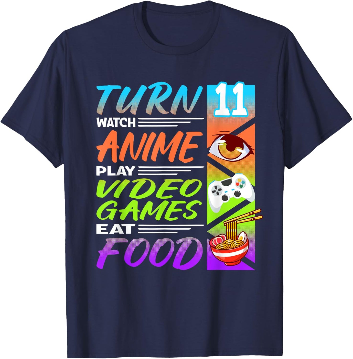 11th Birthday I Gamer I 90s Kawaii Ramen Noodles Anime T-Shirt - T-Shirt | Navy