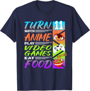 11th Birthday I Gamer I 90s Kawaii Ramen Noodles Anime T-Shirt - T-Shirt | Navy