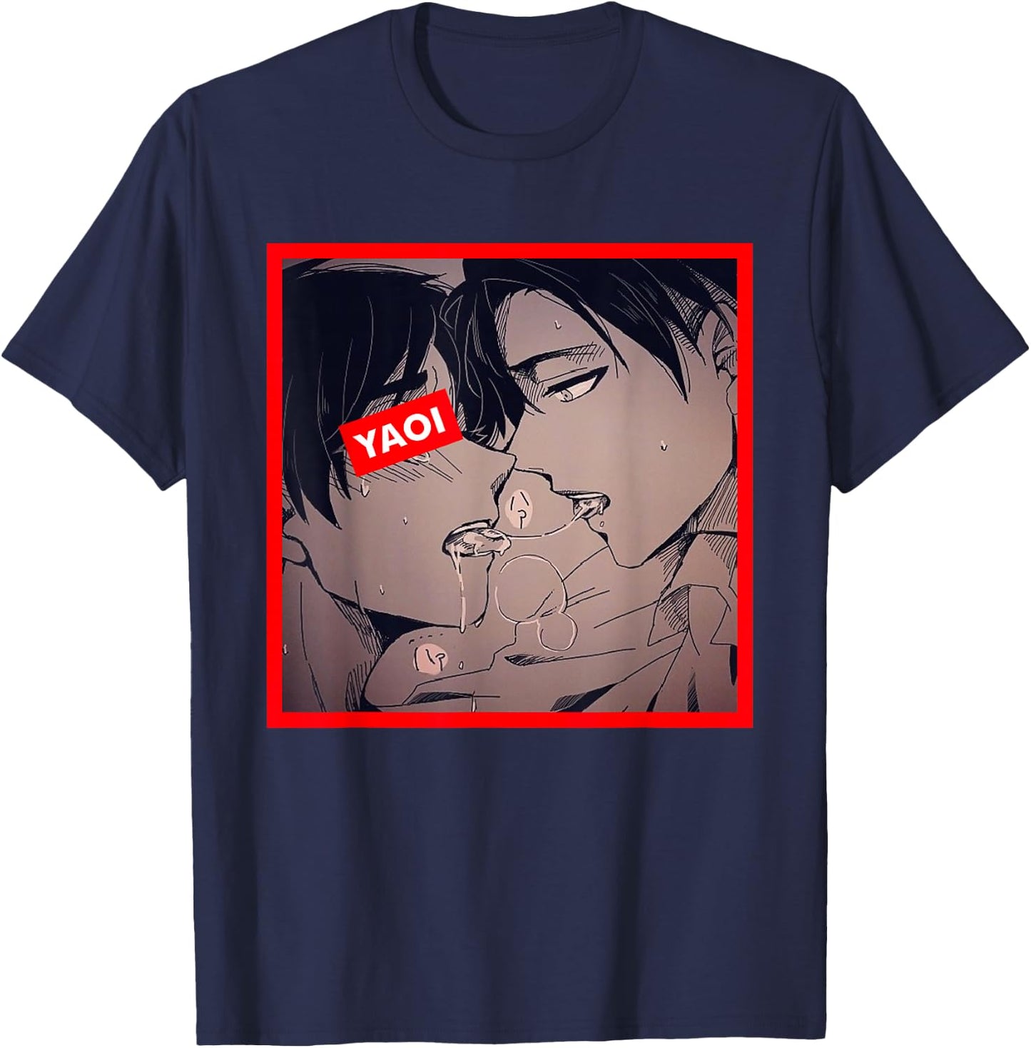 Sloppy Yaoi Ahegao Kiss Shota Lovers T-Shirt - T-Shirt | Navy