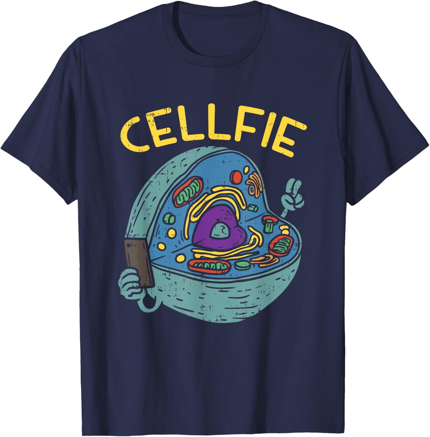 Cell Fie Funny Cellfie Selfie Science Biology Teacher T-Shirt - T-Shirt | Navy