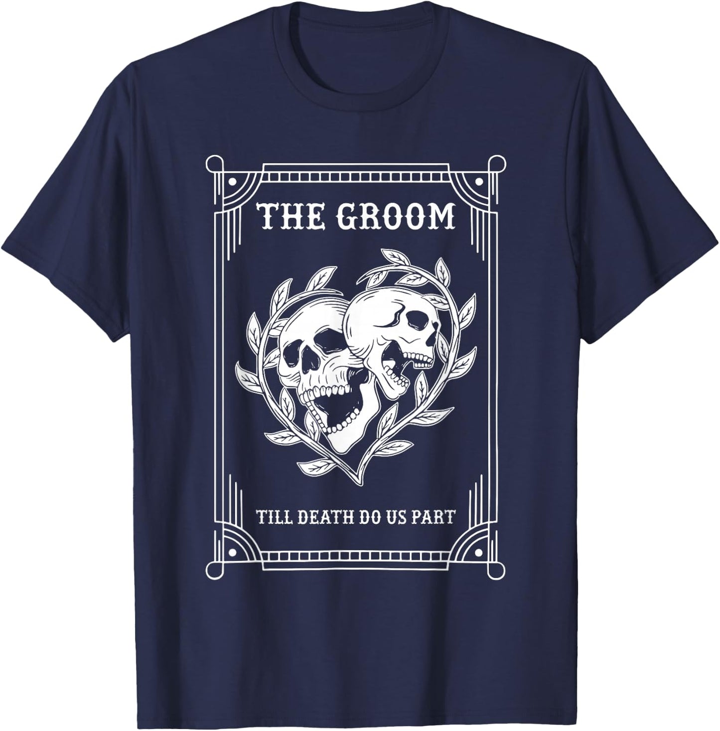 Gothic Halloween Groom Bride Wedding Bachelorette Party T-Shirt - T-Shirt | Navy