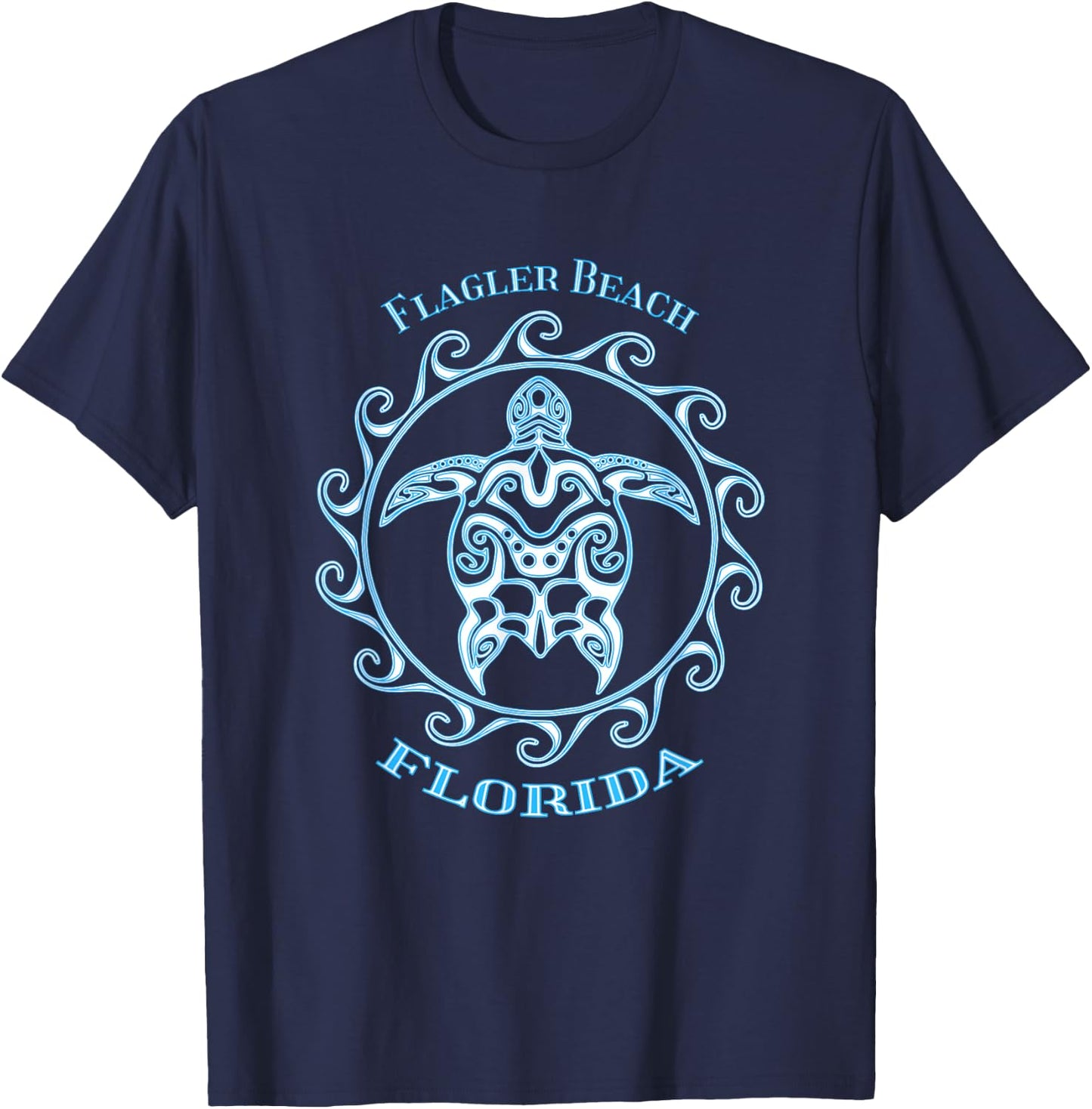 Flagler Beach Florida Tribal Sea Turtle Summer T-Shirt - T-Shirt | Navy