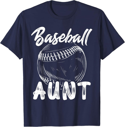 Baseball Aunt Family Matching Players Team Auntie T-Shirt - T-Shirt | Navy
