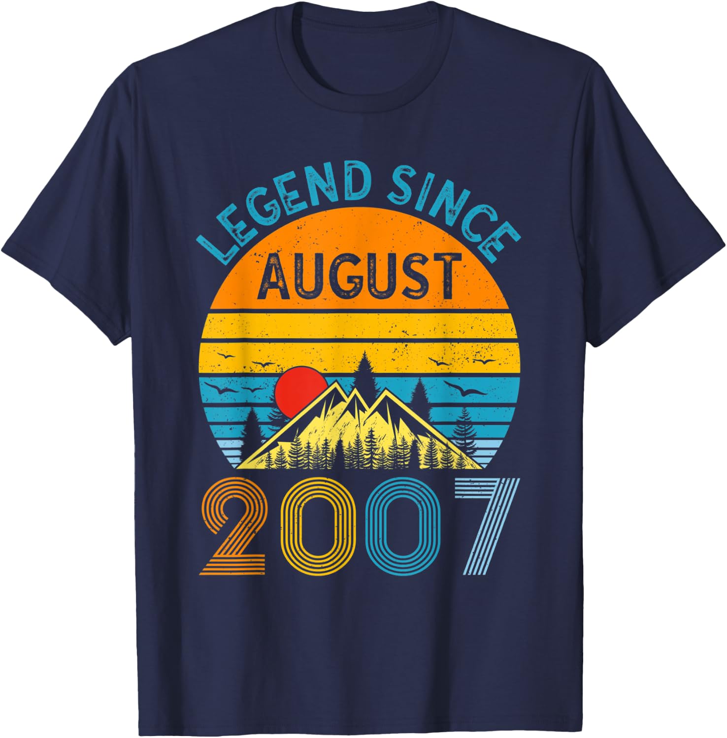 Legend Since August 2007 15th Birthday Vintage 15 Years Old T-Shirt - T-Shirt | Navy