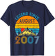 Legend Since August 2007 15th Birthday Vintage 15 Years Old T-Shirt - T-Shirt | Navy