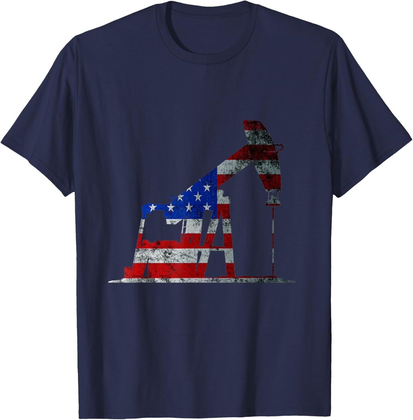 Oilfield Worker Rig Drilling US Flag Oil Rig Man Oil Driller T-Shirt - T-Shirt | Navy
