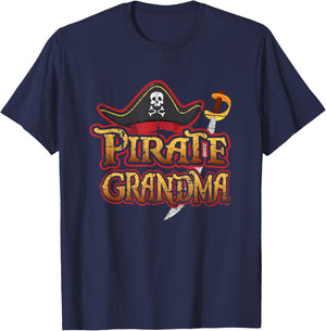 Pirate Grandma Matching Birthday Party Cruise Night Skull T-Shirt - T-Shirt | Navy