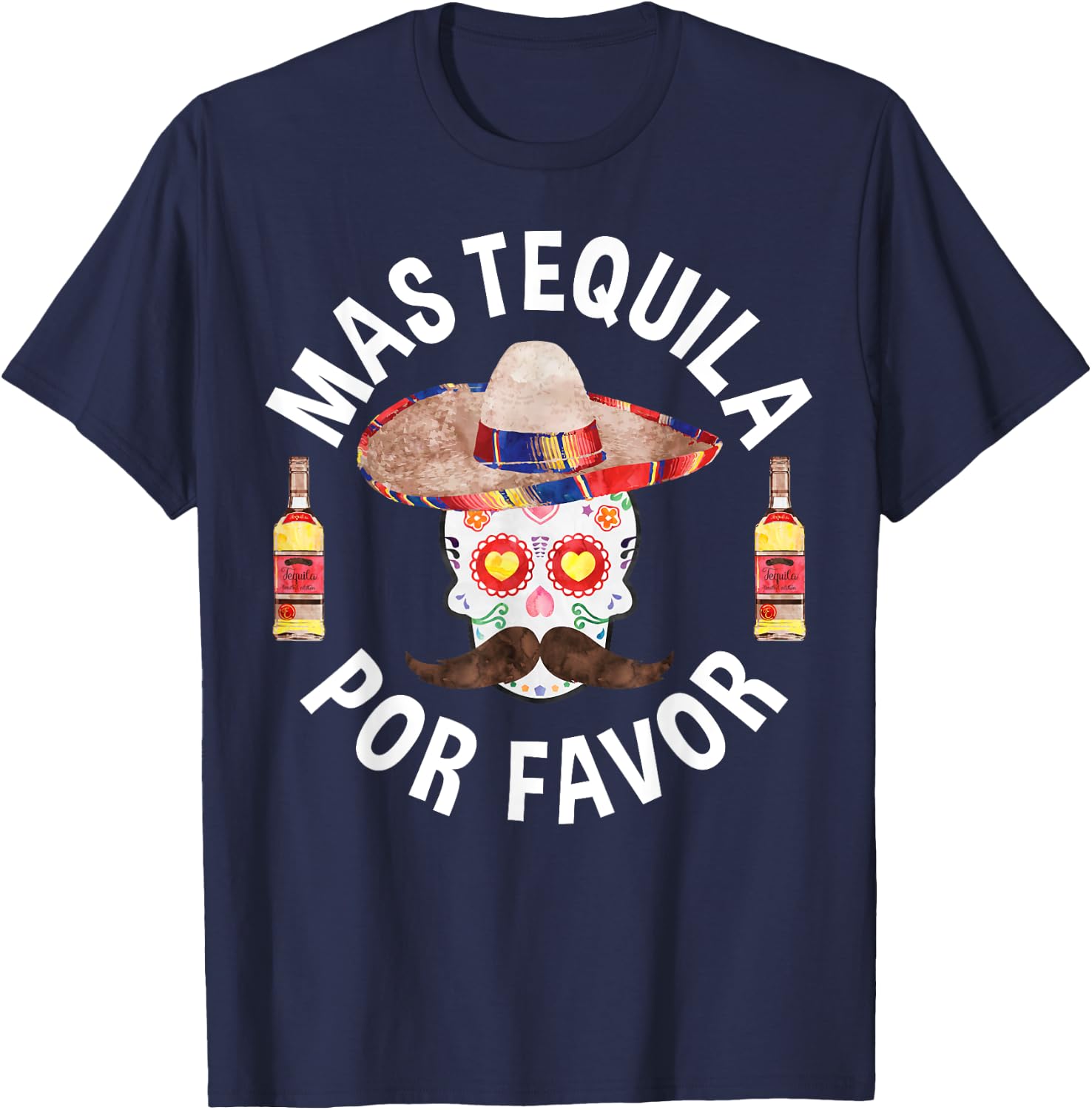 Mas Tequila Por Favor Shirt Men Women Cinco De Mayo T-Shirt - T-Shirt | Navy