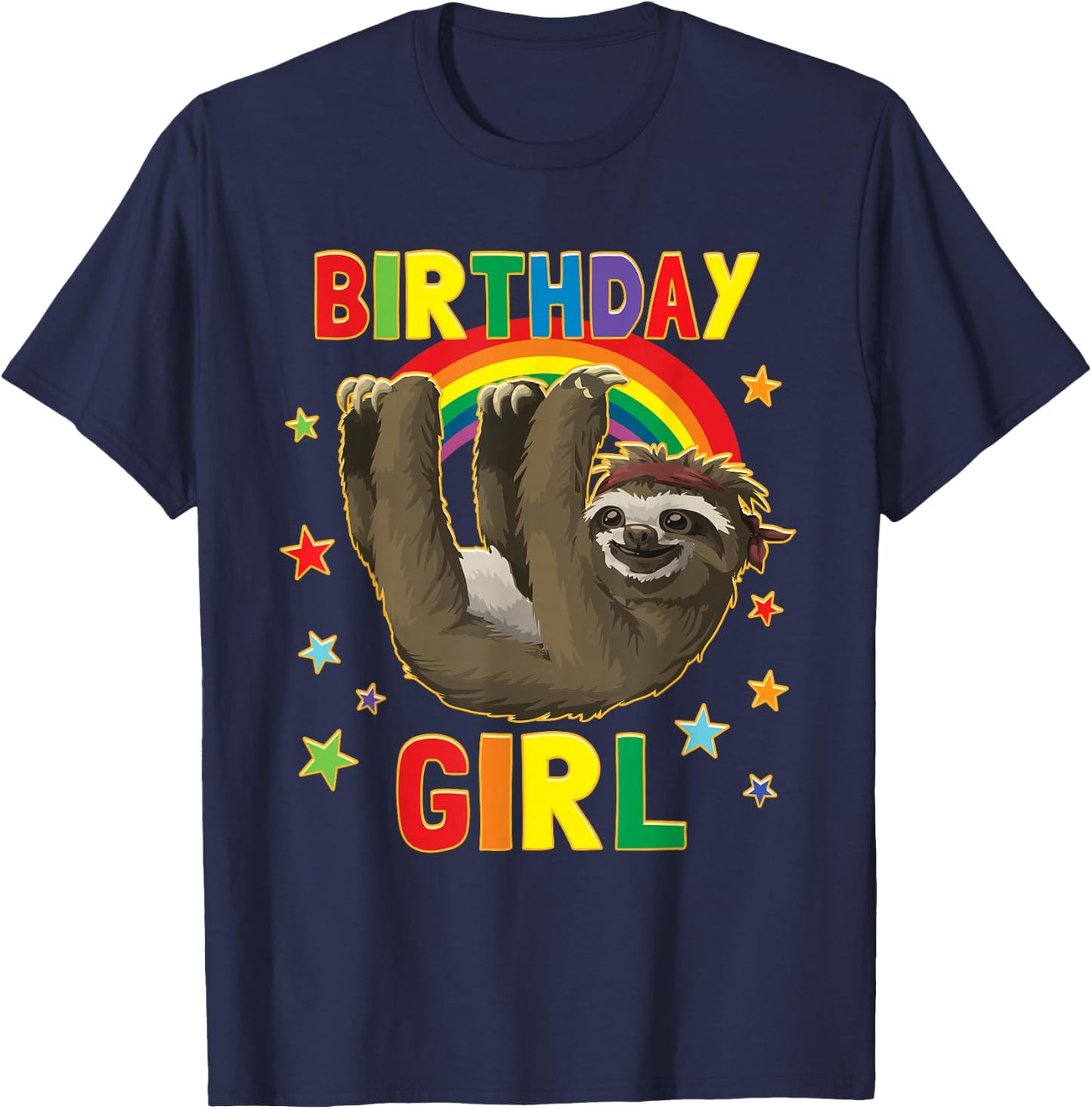 Girl Birthday Sloth B-day Party Kids Gift Sloth Lovers T-Shirt - T-Shirt | Navy