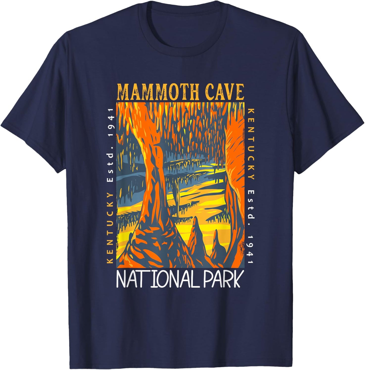 Mammoth Cave National Park Kentucky Distressed Vintage T-Shirt - T-Shirt | Navy