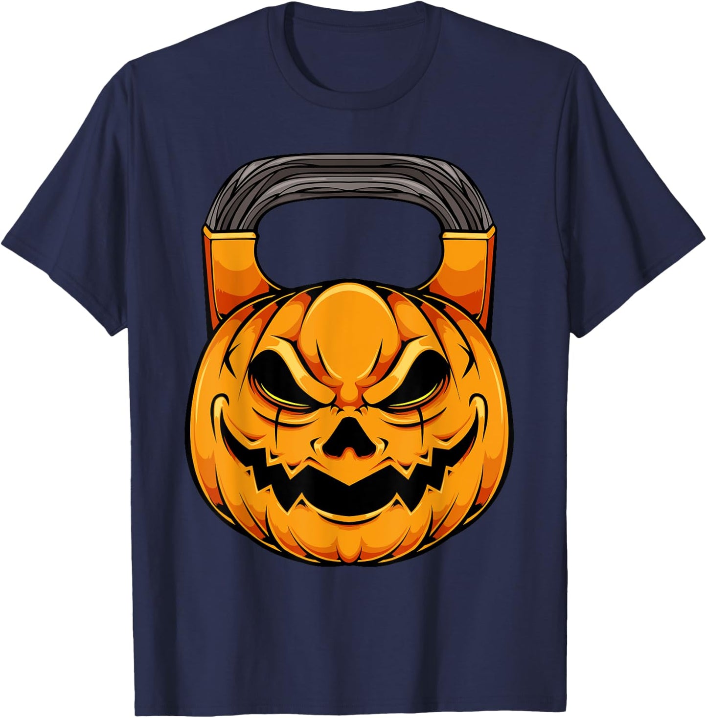Pumpkin Dumbbell Lazy Halloween Costume Workout Gym Lover T-Shirt - T-Shirt | Navy