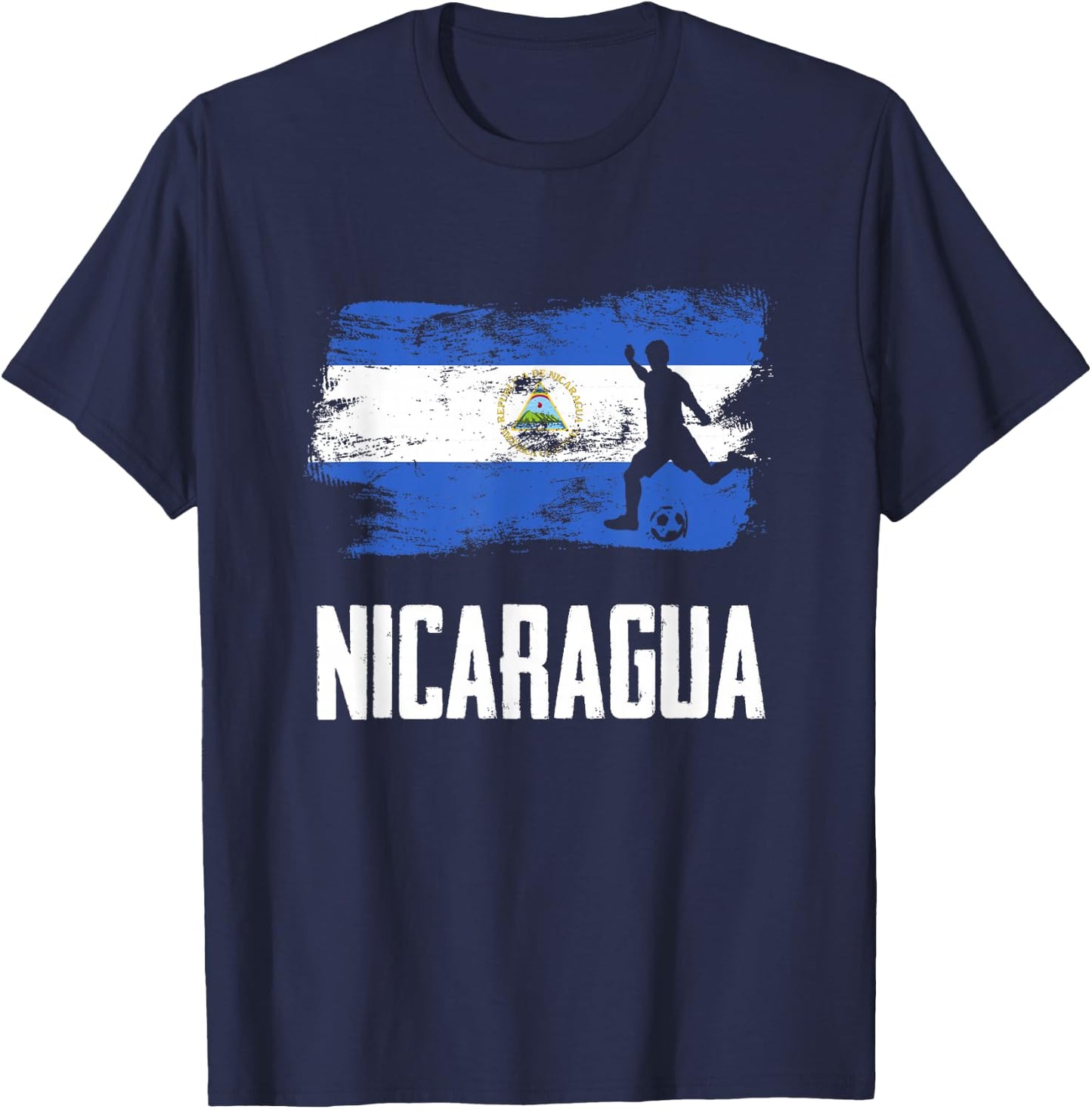 Nicaragua Flag Jersey Nicaraguan Soccer Team Nicaraguan T-Shirt - T-Shirt | Navy