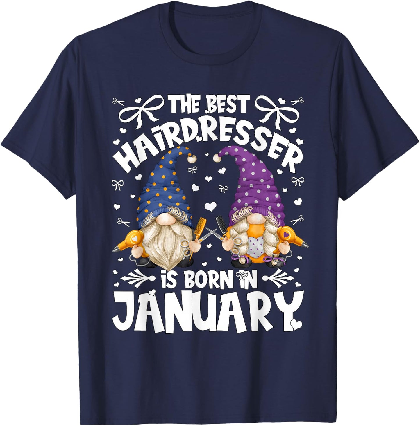 Best Hairdresser Gnome For Funny Barber Who Born In January T-Shirt - T-Shirt | Navy