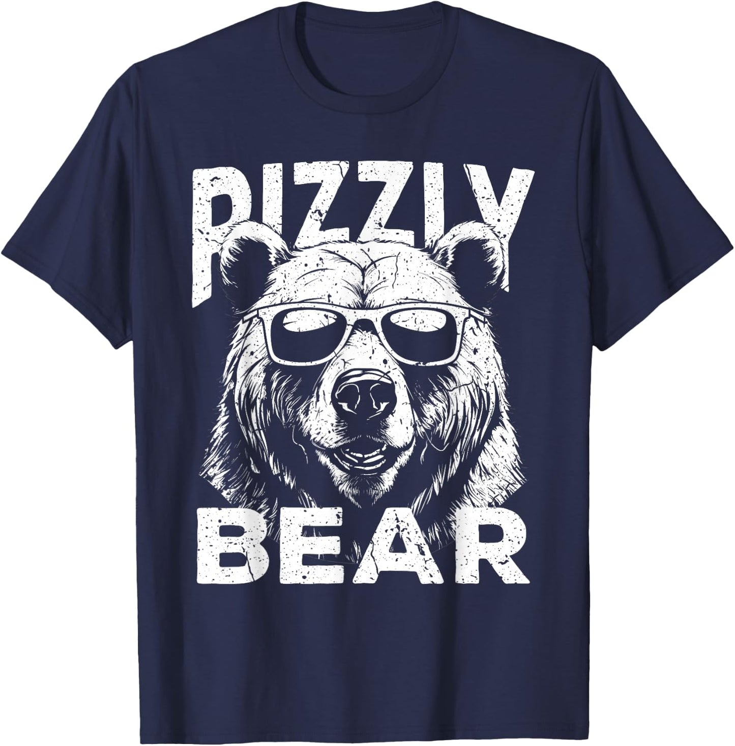 Rizzly Bear Cool Bear Wearing Sunglasses Rizz Boys T-Shirt - T-Shirt | Navy