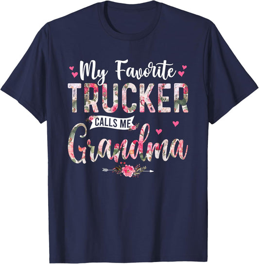 My Favorite Trucker Call Me Grandma Happy Mother's Day T-Shirt - T-Shirt | Navy