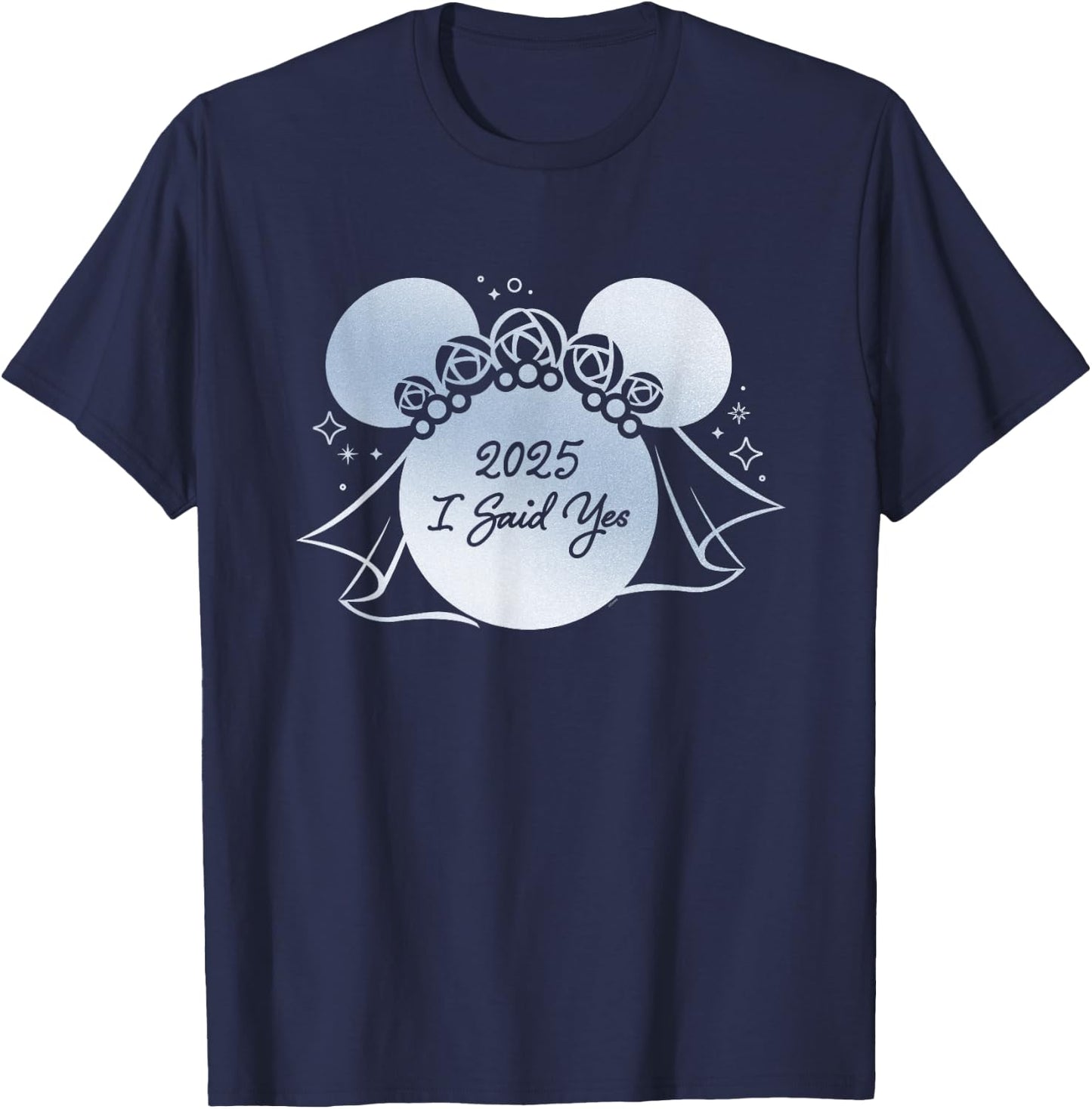 Disney I Said Yes Proposal Engagement Bridal Veil Minnie ’25 T-Shirt - T-Shirt | Navy