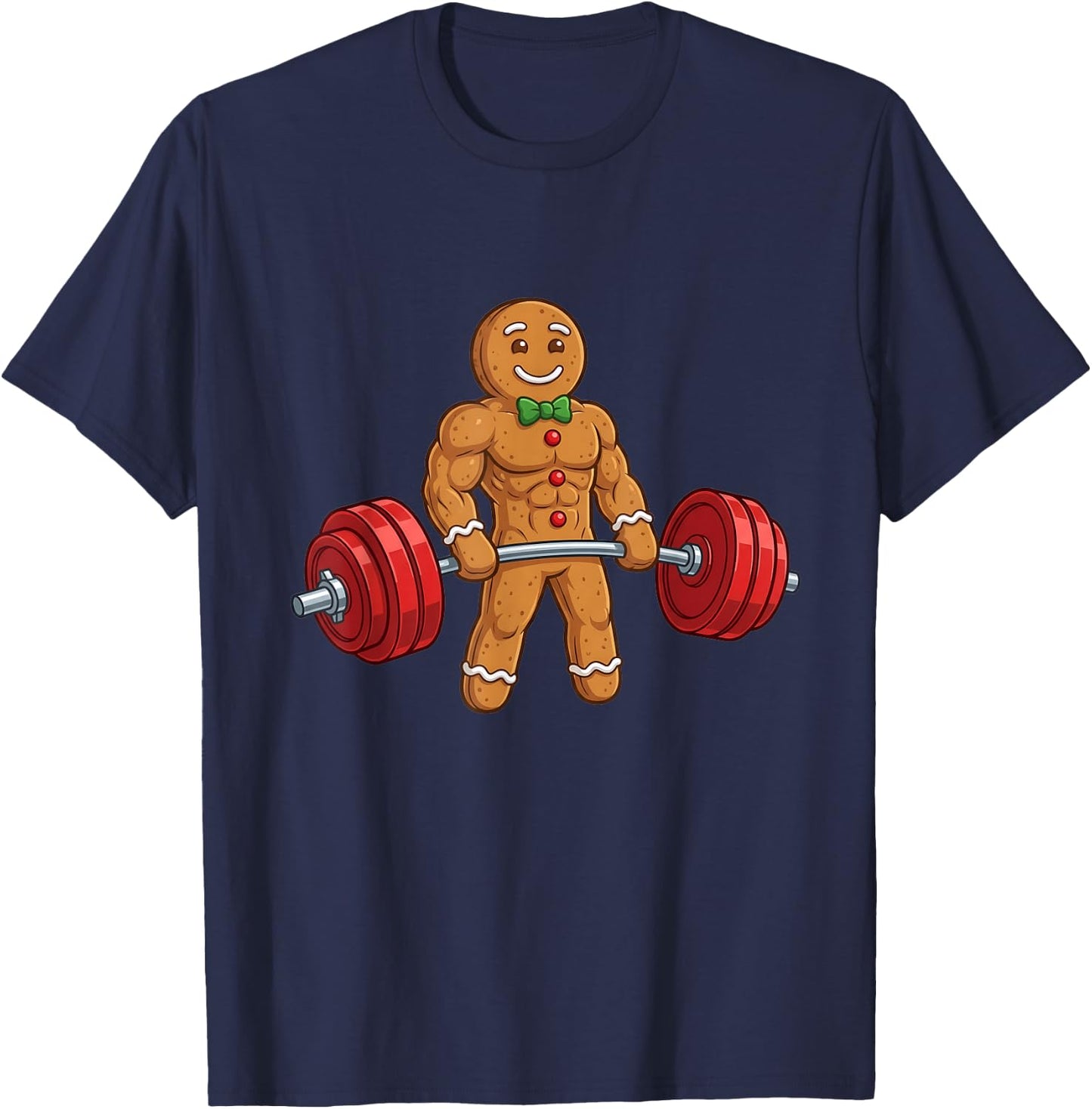 Funny Gingerbread Man Gym Bodybuilding Christmas T-Shirt - T-Shirt | Navy
