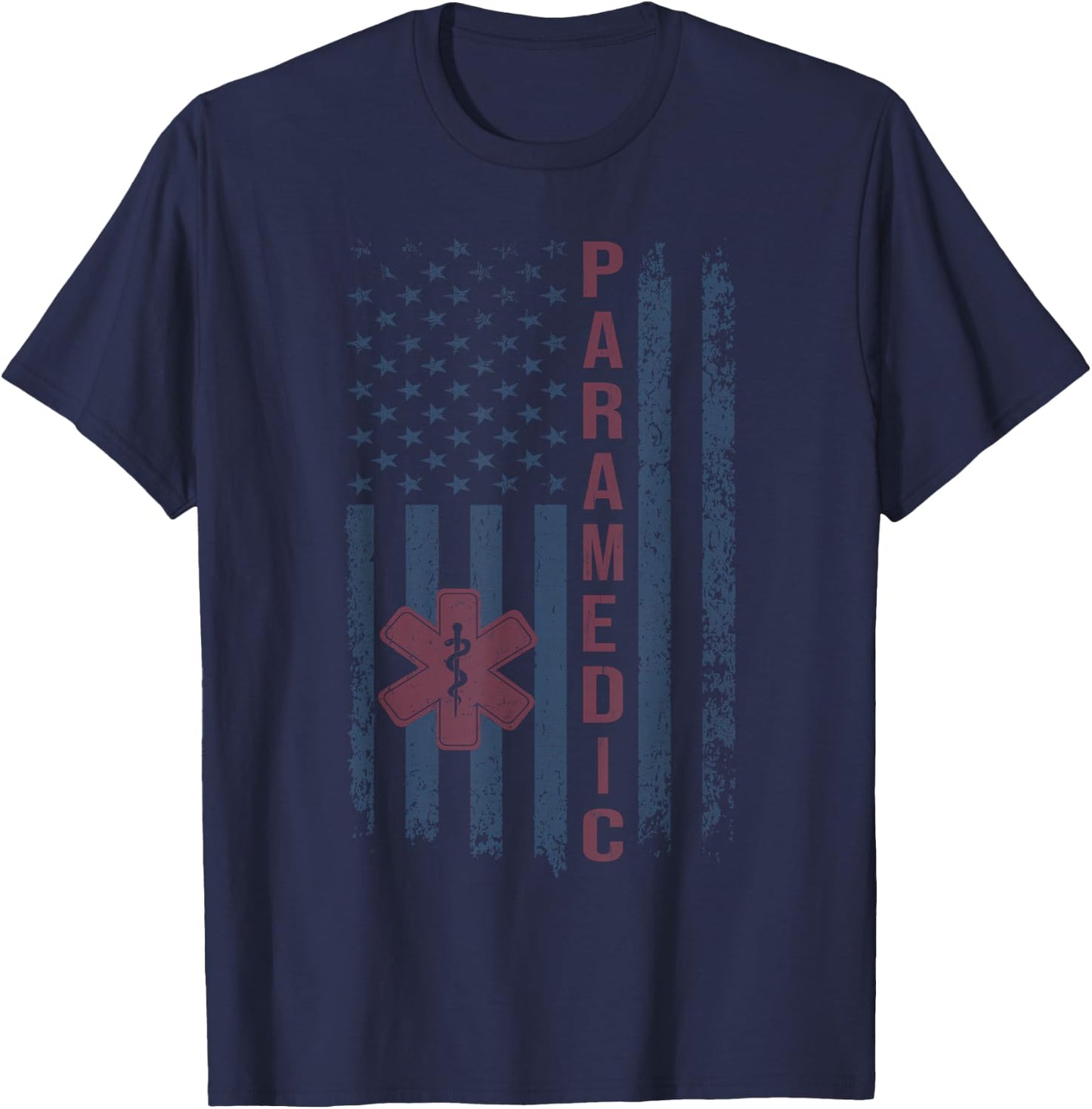 Paramedic American Flag USA EMS EMT first responder Women Kids Men T-Shirt - T-Shirt | Navy