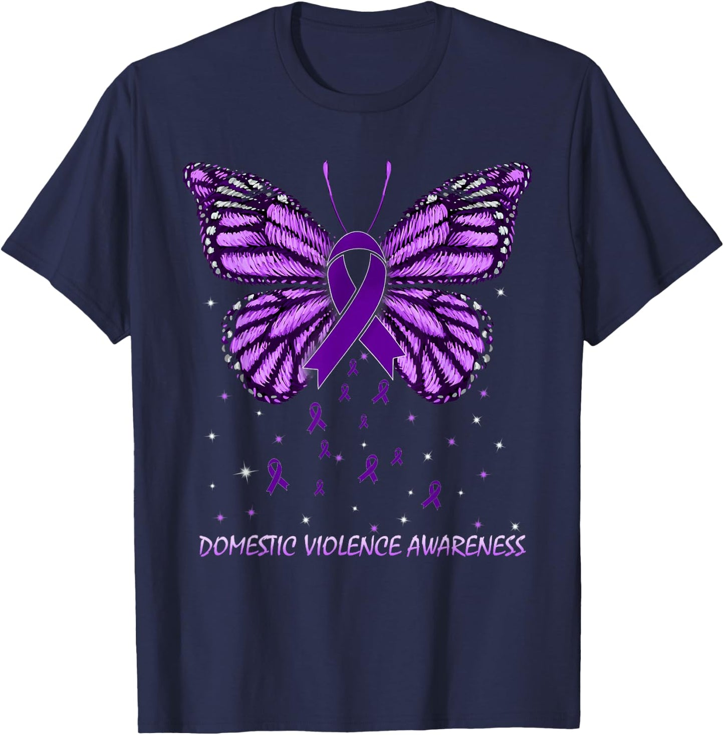 Domestic Violence Awareness Butterfly T-Shirt - T-Shirt | Navy