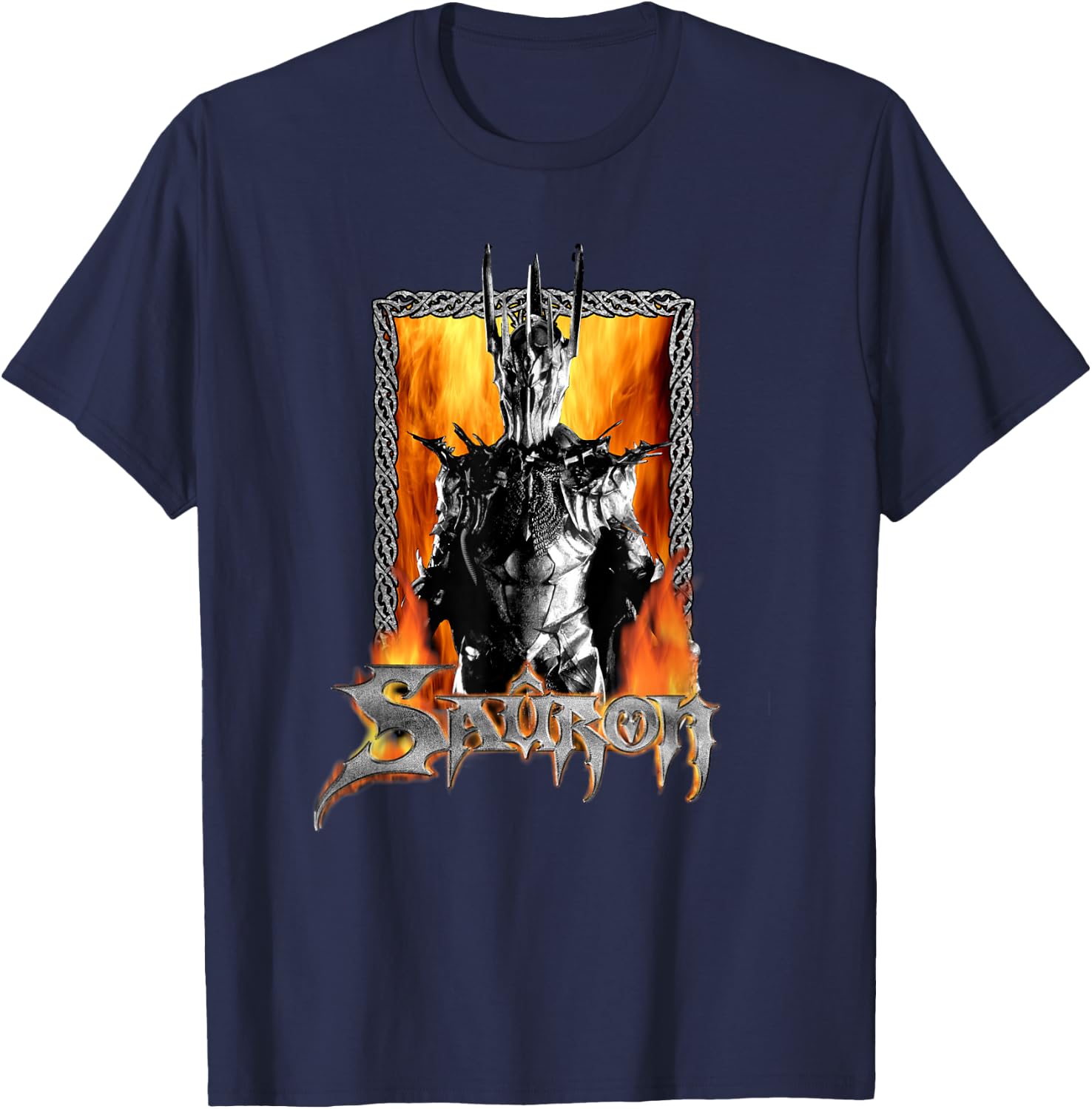 LOTR Framed Sauron Flames Fantasy Movie T-Shirt - T-Shirt | Navy