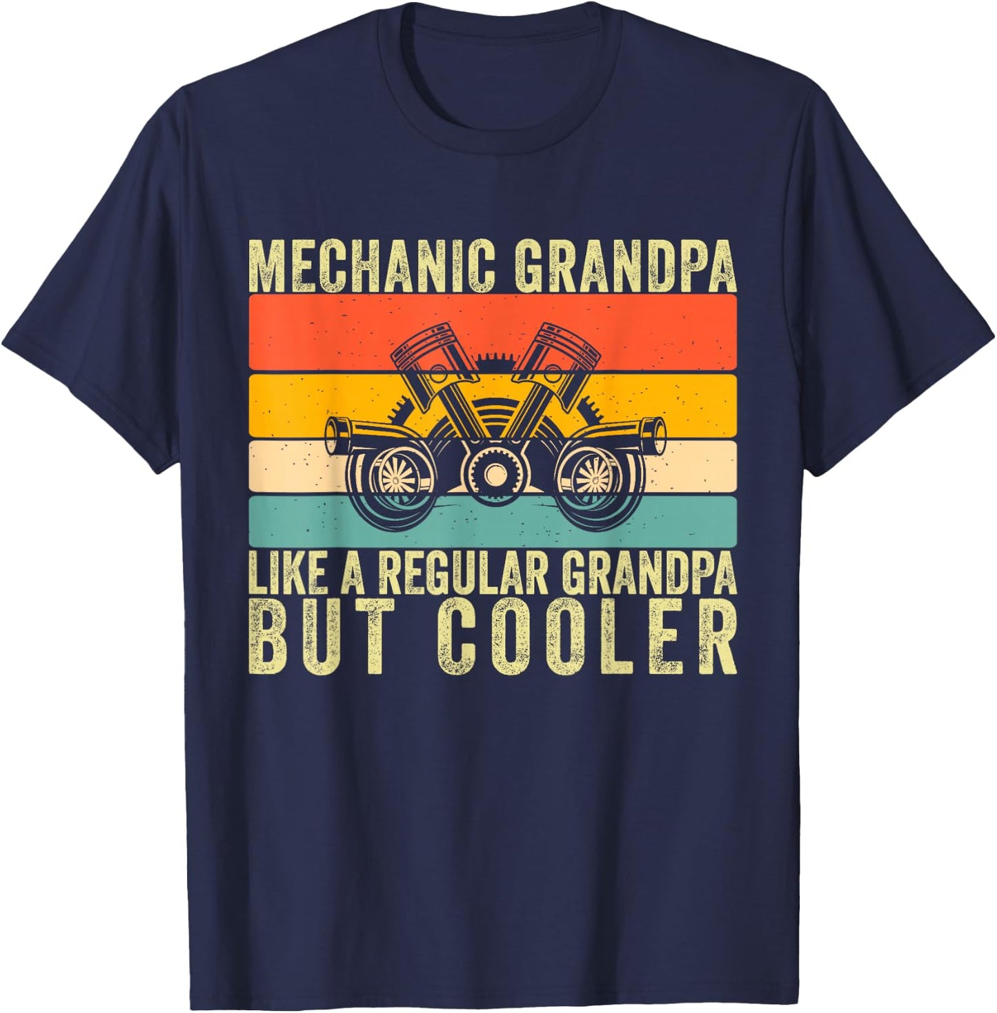 Mechanic Grandpa Design Father Day T-Shirt - T-Shirt | Navy