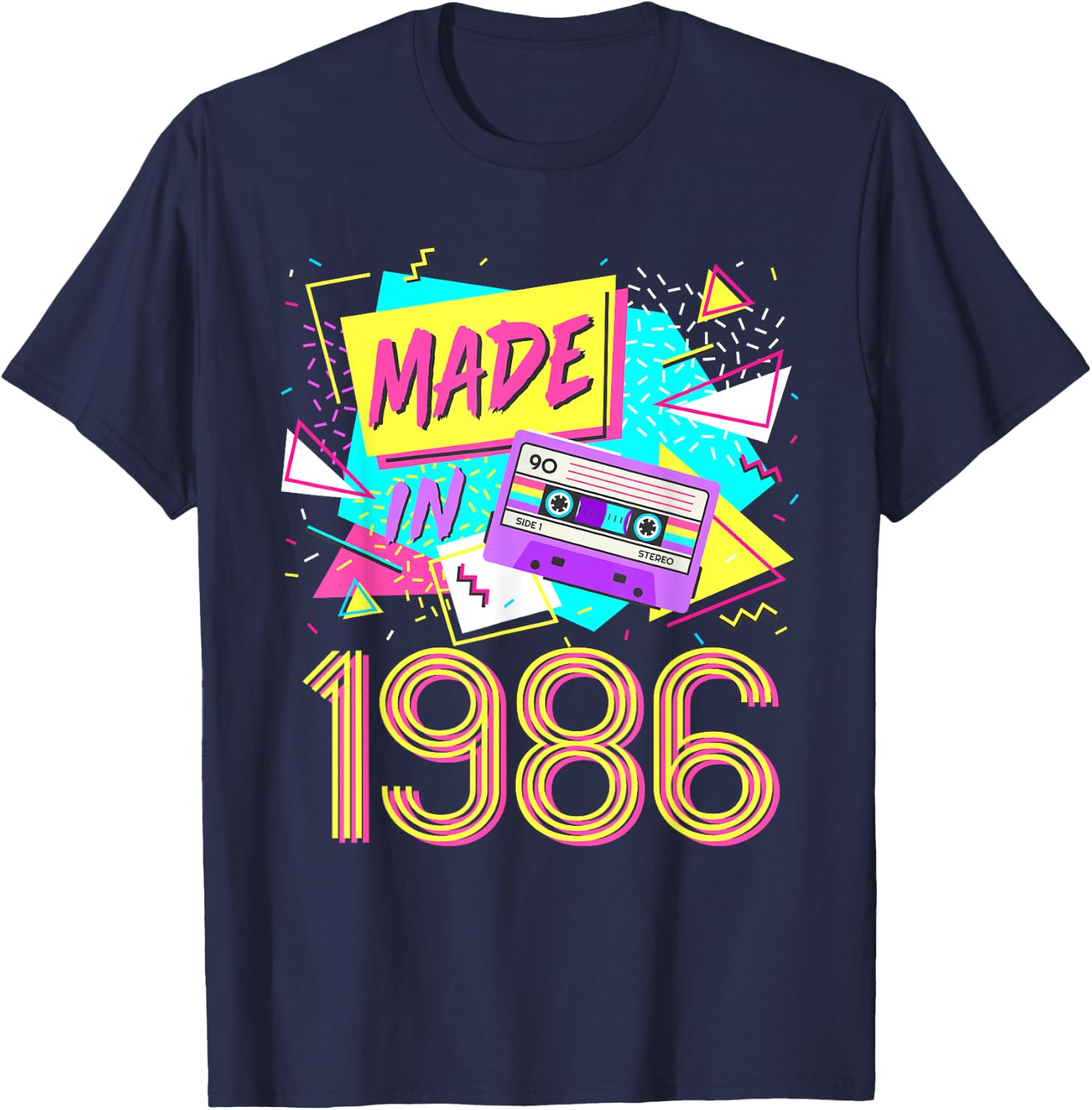 Made In 1986 36 Years Old Retro Vintage 80s 36th Birthday T-Shirt - T-Shirt | Navy