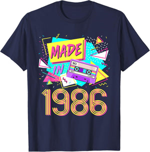 Made In 1986 36 Years Old Retro Vintage 80s 36th Birthday T-Shirt - T-Shirt | Navy