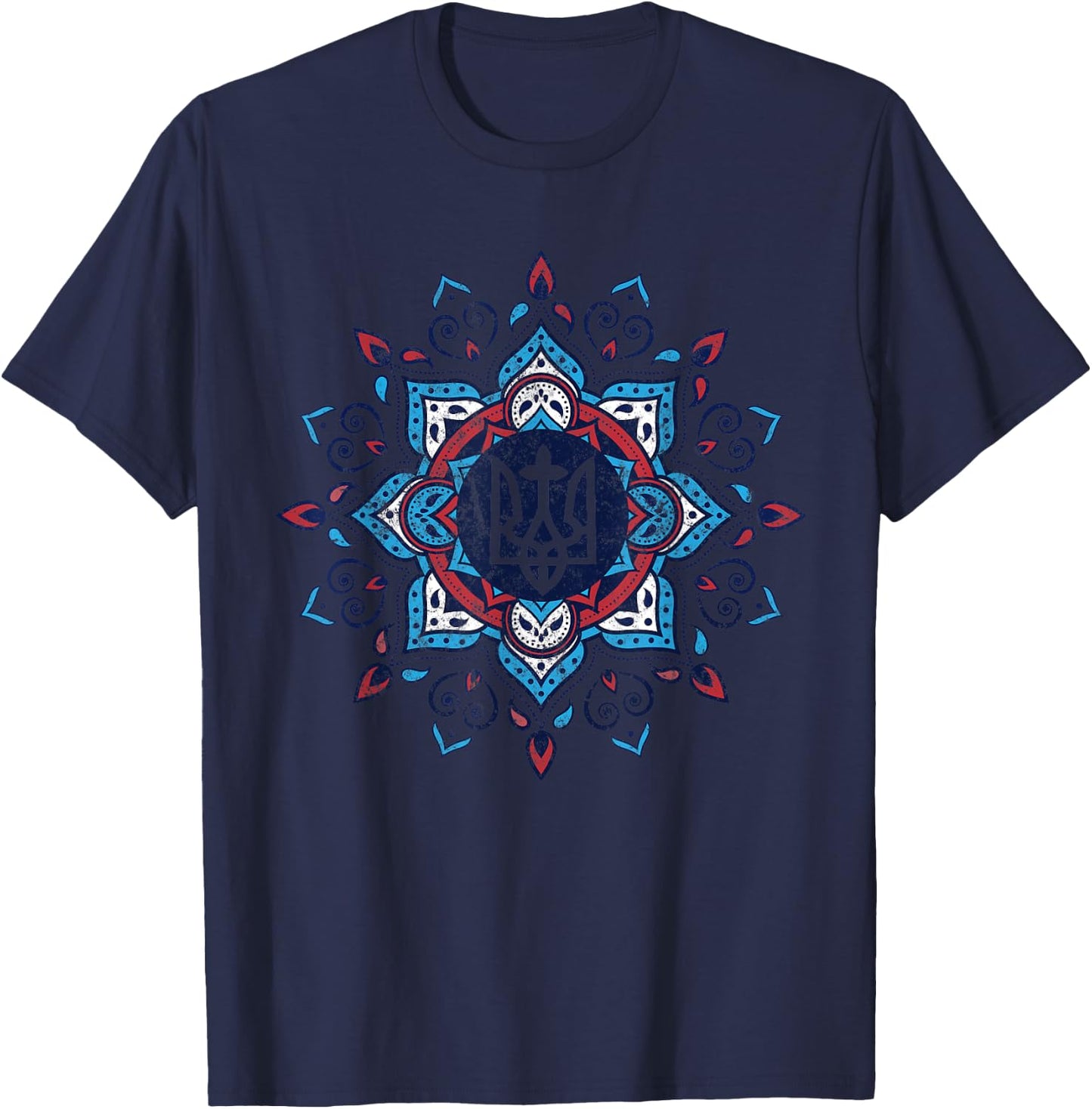 Ukrainian American | Vintage Tryzub Support Ukraine T-Shirt - T-Shirt | Navy